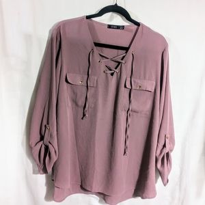 CURE. Purple Lace Up w/ High Low Sleeves Size XL